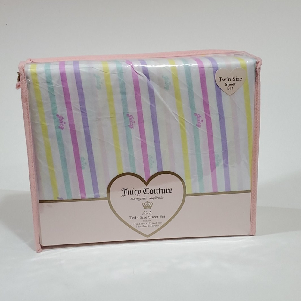 Juicy Couture Rainbow Stripes Twin Sheet Set